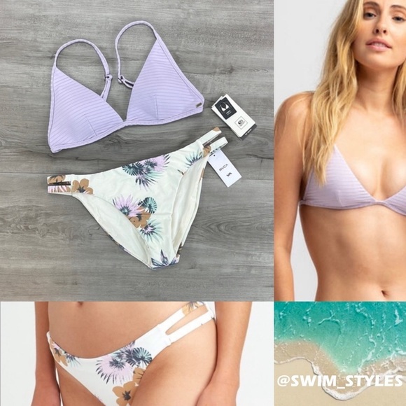 🔆RVCA🔆RIP CURL🔆PREMIUM SURF BANDED FIXED ROMEO FLORAL FULL BIKINI SET - Picture 1 of 13